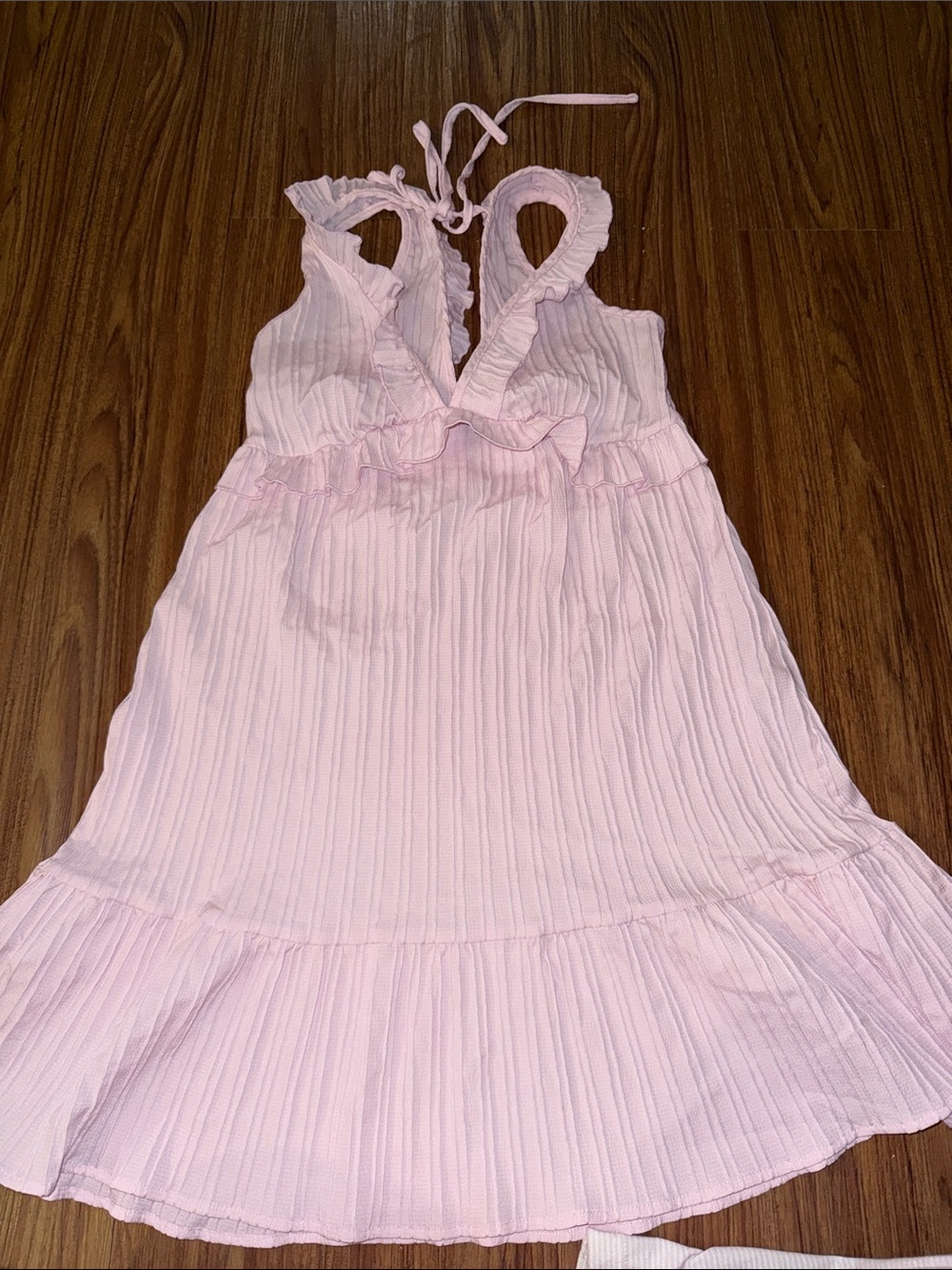 Light Pink Ruffled Halter Dress